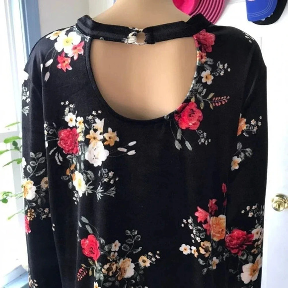 Velvet Floral prints Spring Summer women blouse Size M/L - Picture 4 of 5